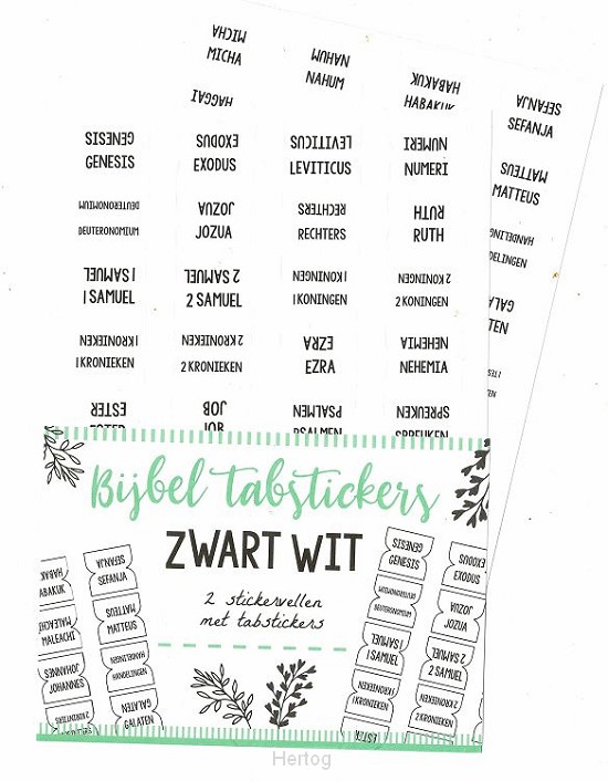 Bijbel tabstickers - zwart wit
